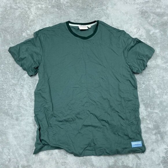 Scotch & Soda Mens Green Ribbed T-Shirt XL Cotton Blend Casual Crewneck a0628 - Picture 1 of 8